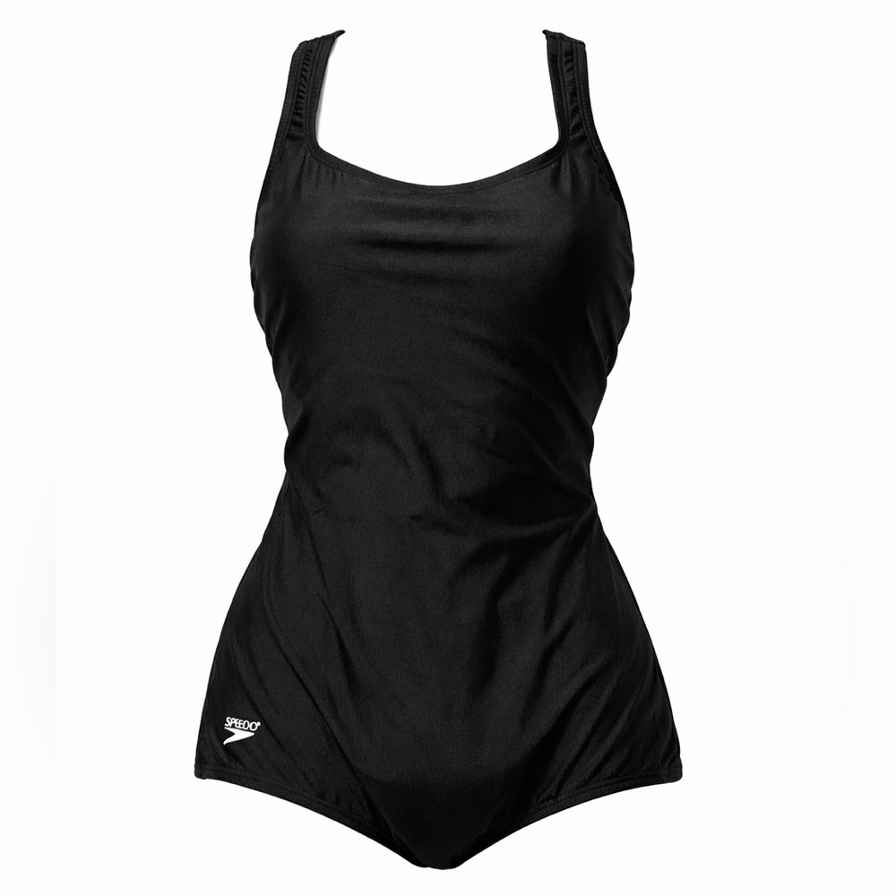 Speedo Black One Piece Swim Training Suit Size 12 Antron Lycra
